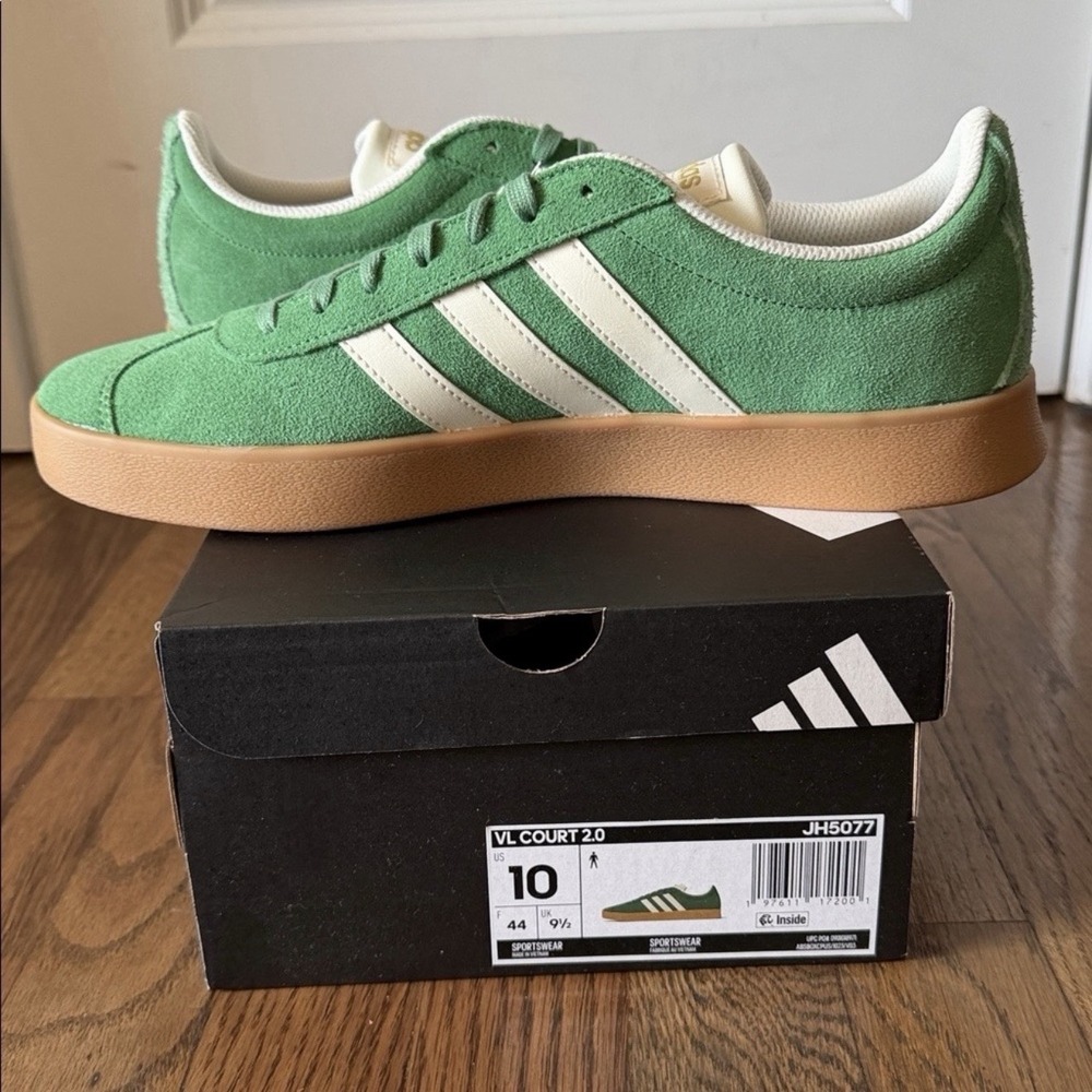 Adidas Men's 10 VL Court 2.0 Sportwear Sneakers Preloved Green Athletic Shoes - Picture 11 of 12